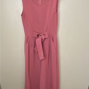 Couture Sleeveless Rose Pink Crop leg romper with Tie Waist